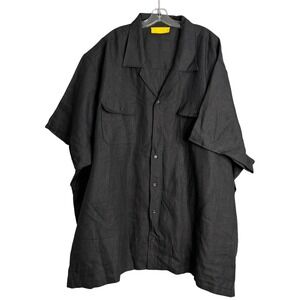 Good Counsel‎ 100% Linen Shirt Mens 6XL Black Preppy Short Sleeve Breathable